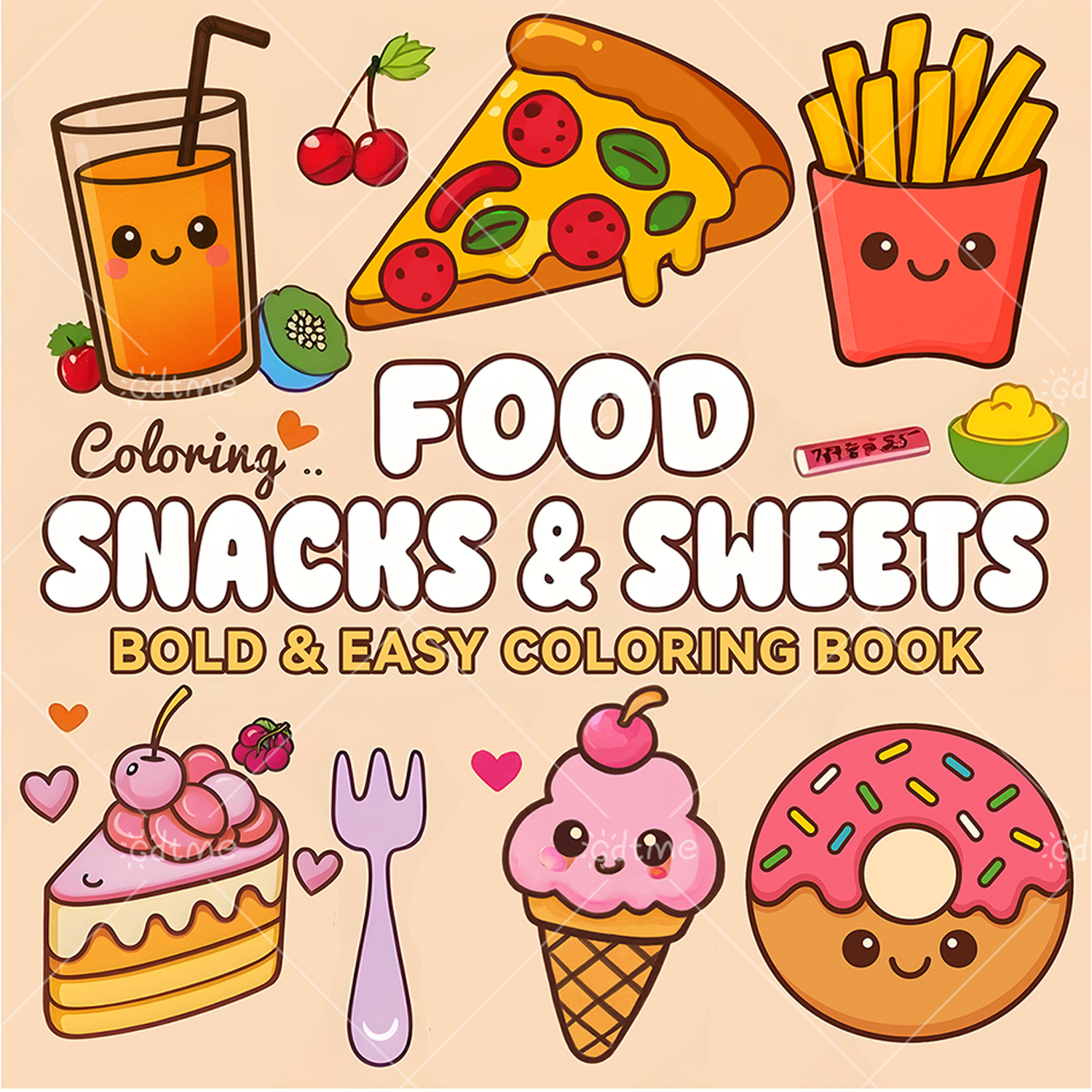 FOOD SNACKS & SWEETS Themed Co - Food Y Snacks Coloring Book reseña y precio