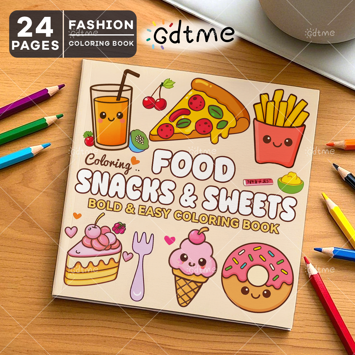 FOOD SNACKS & SWEETS Themed Co - Food Y Snacks Coloring Book reseña y precio