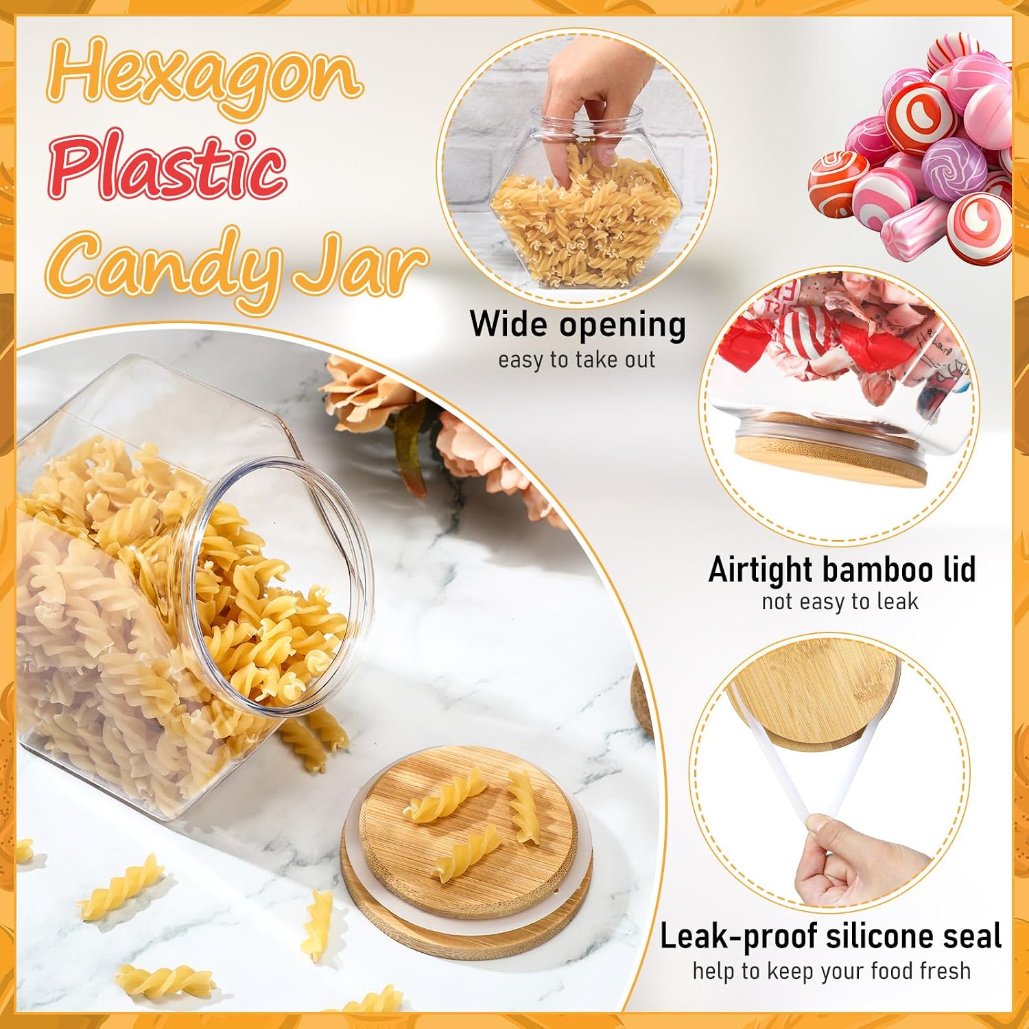 29 oz Plastic Candy Jar with B - Food Snacks Images reseña y precio
