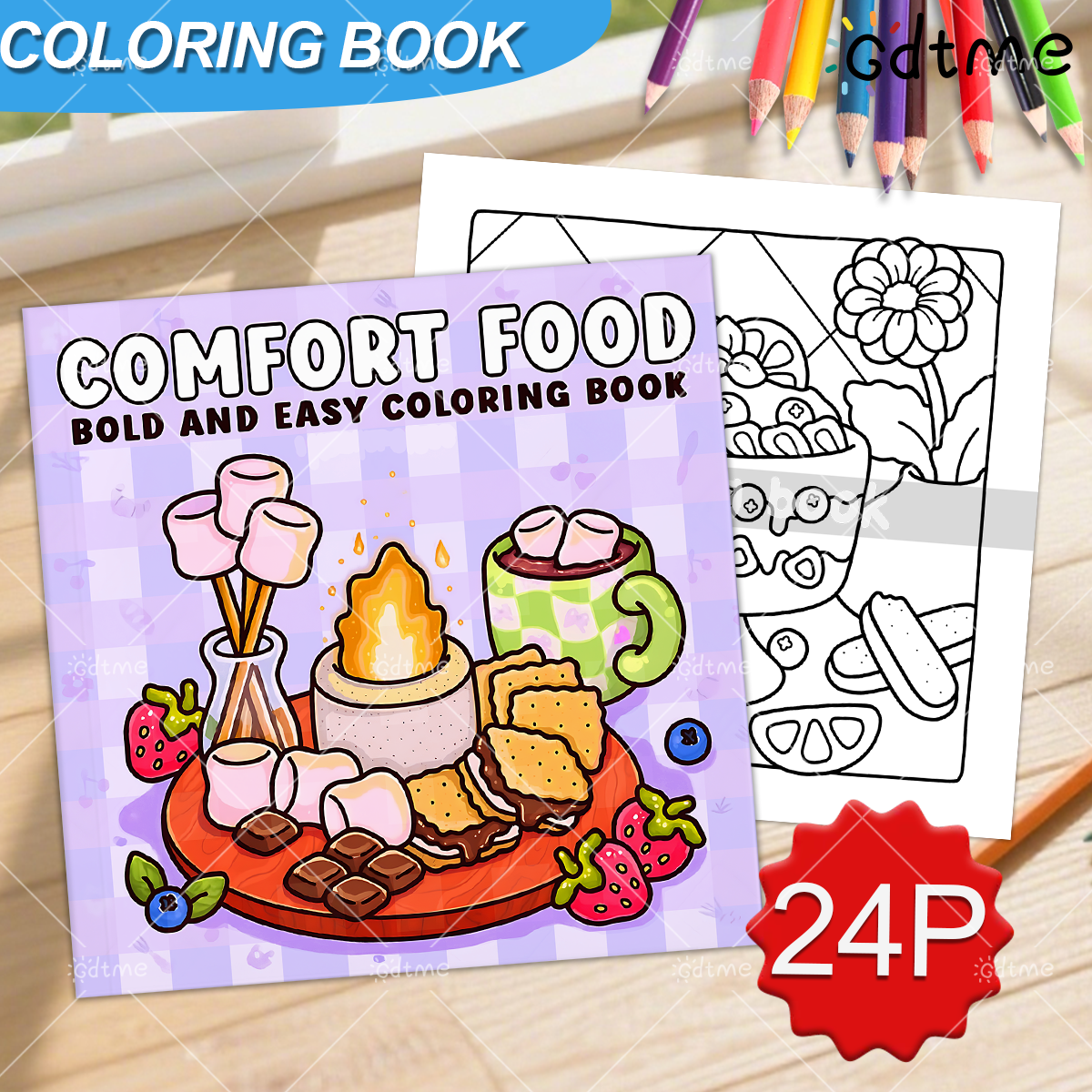 COMFORT FOOD BOLD AND EASY 24  - Food Y Snacks Coloring Book reseña y precio