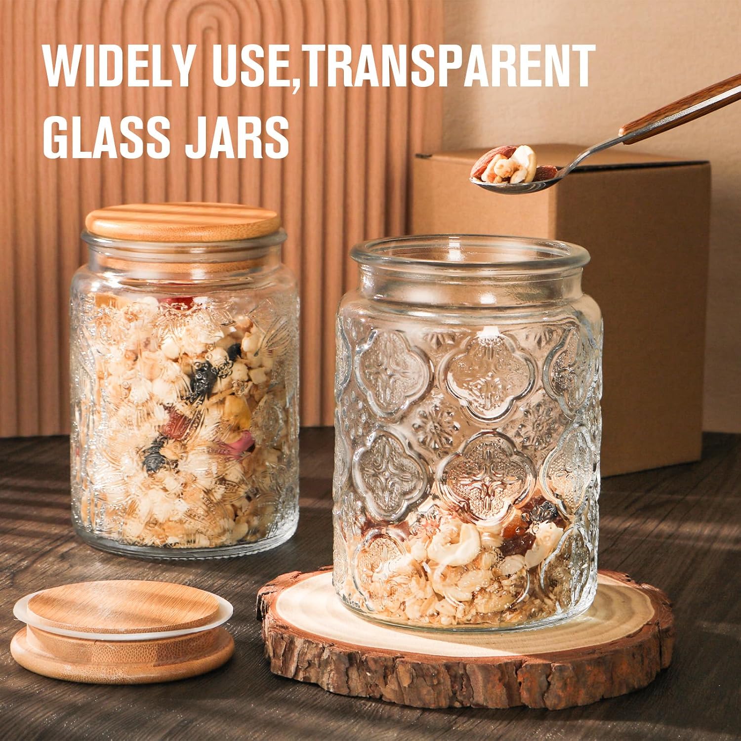 24oz Vintage Glass Jar with Li - Food Snacks Images reseña y precio