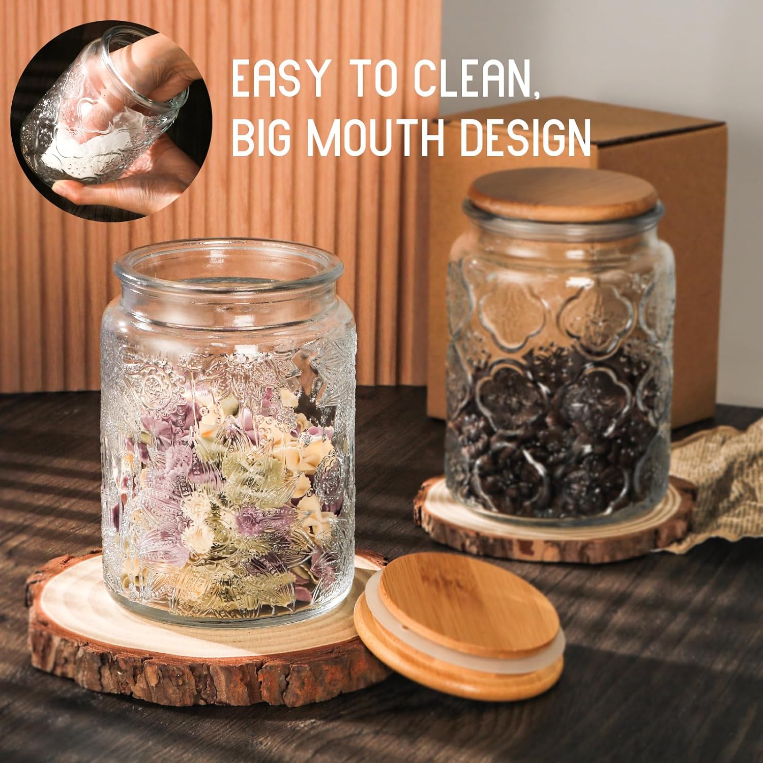 24oz Vintage Glass Jar with Li - Food Snacks Images reseña y precio