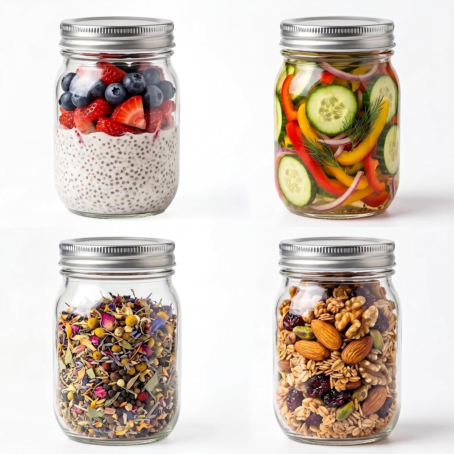16 oz Glass Mason Jars with Si - Food Snacks Images reseña y precio