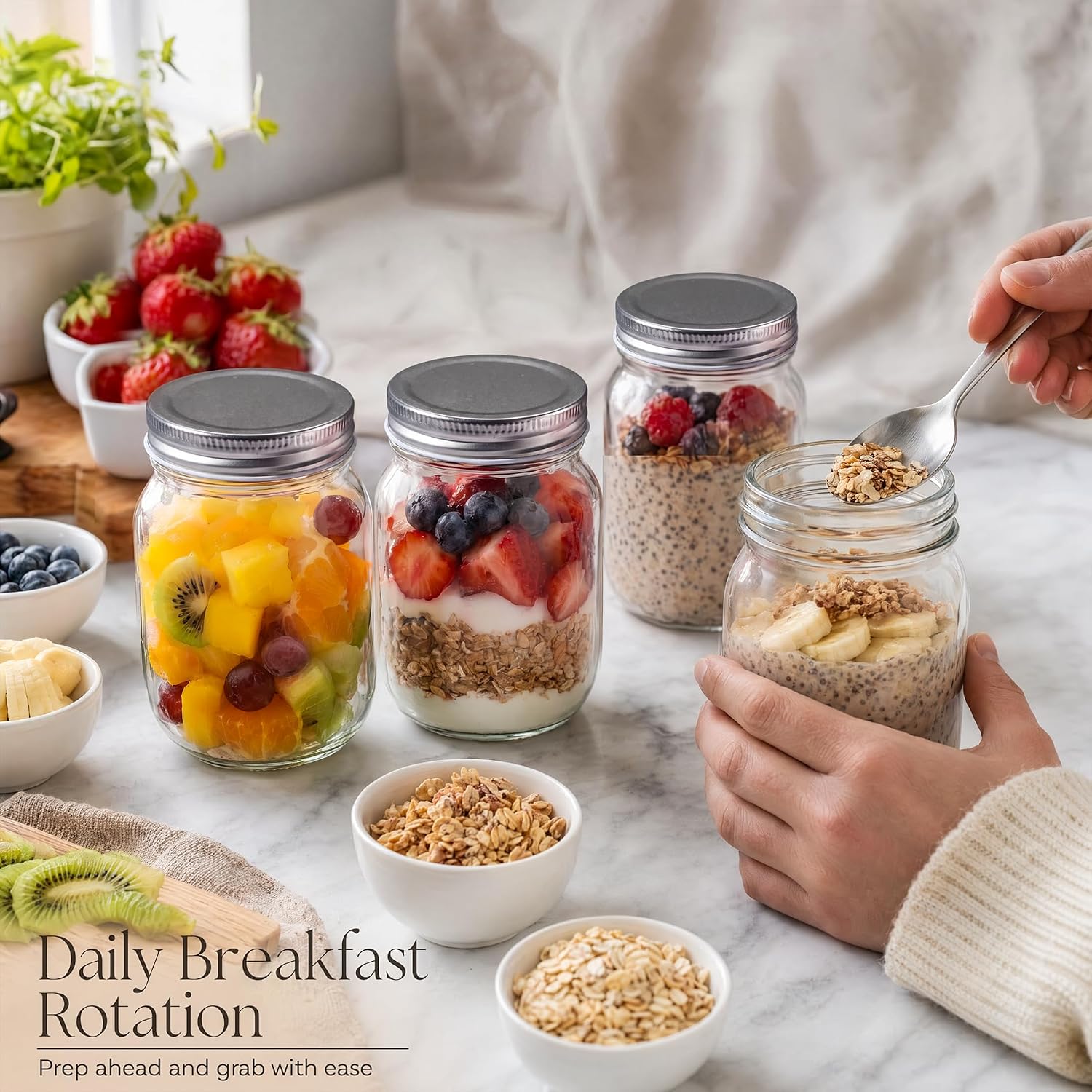 16 oz Glass Mason Jars with Si - Food Snacks Images reseña y precio