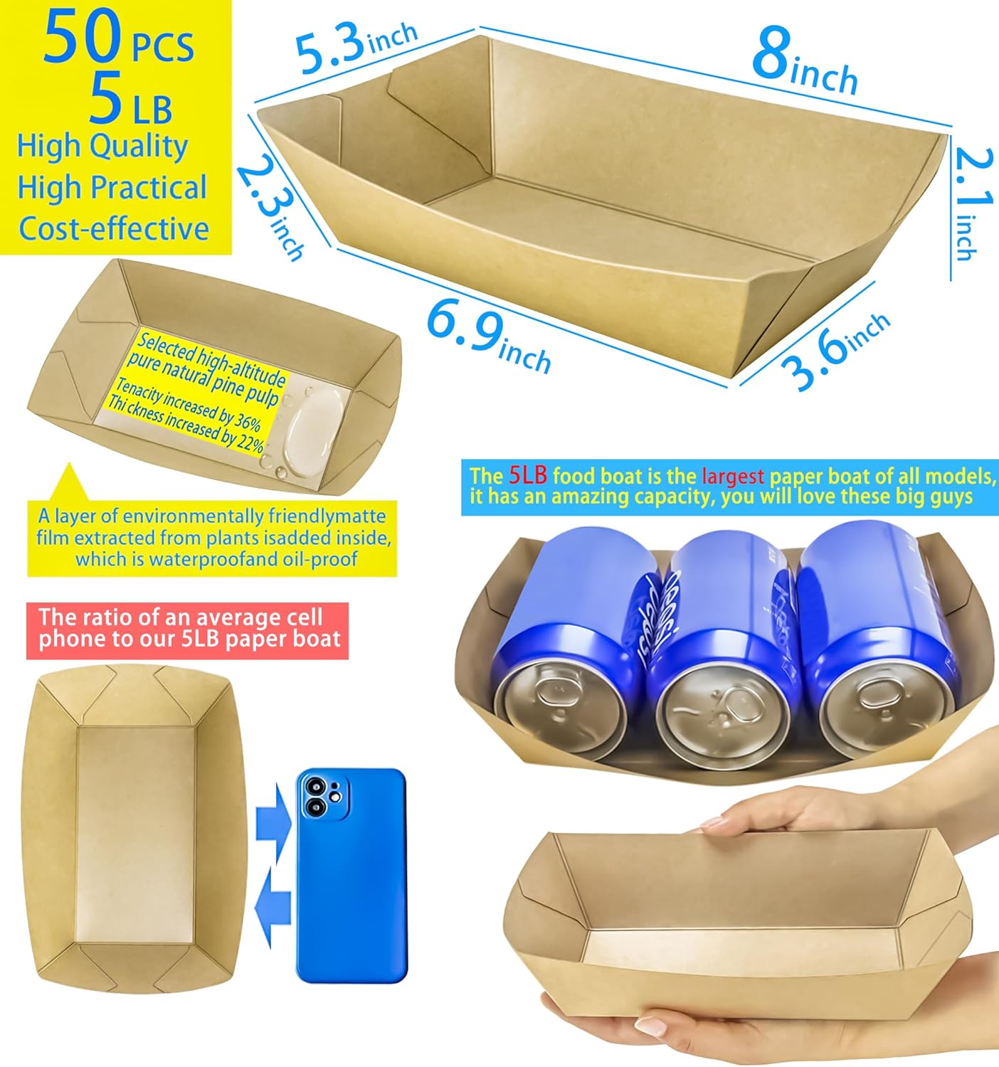 50 Pack 5LB Kraft Paper Food B - Food Snacks Images reseña y precio