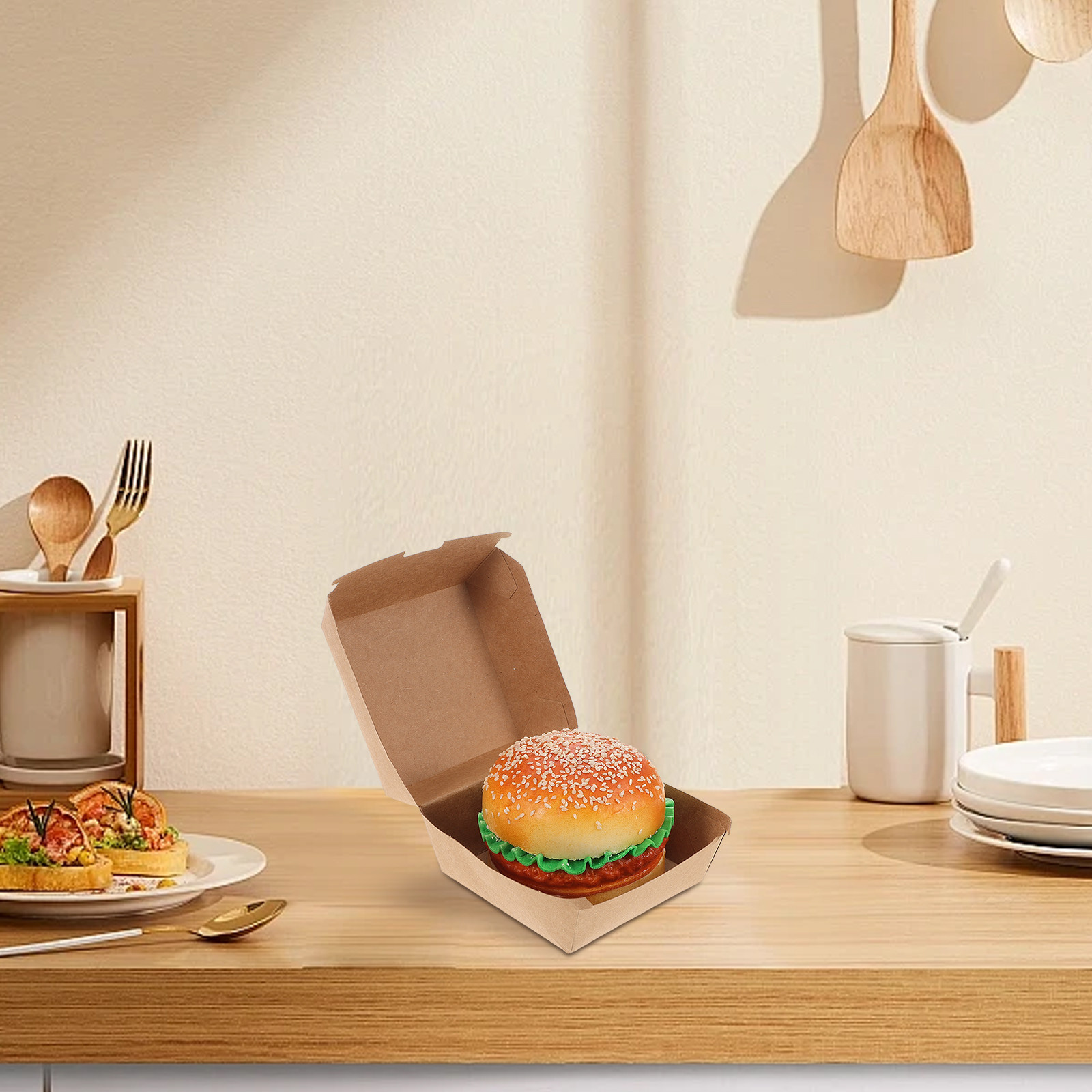 30Pcs Burger Boxes Kraft Paper - Food In Snacks reseña y precio
