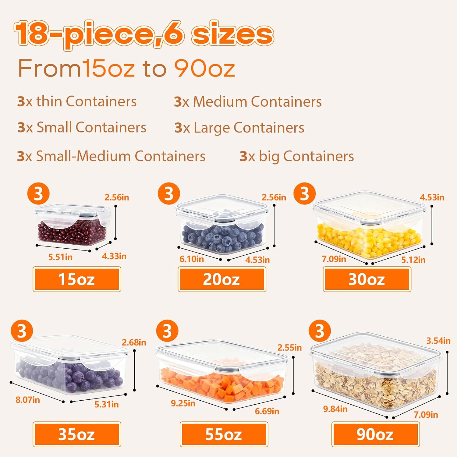 36 Piece Airtight Food Storage - Food Snacks Images reseña y precio