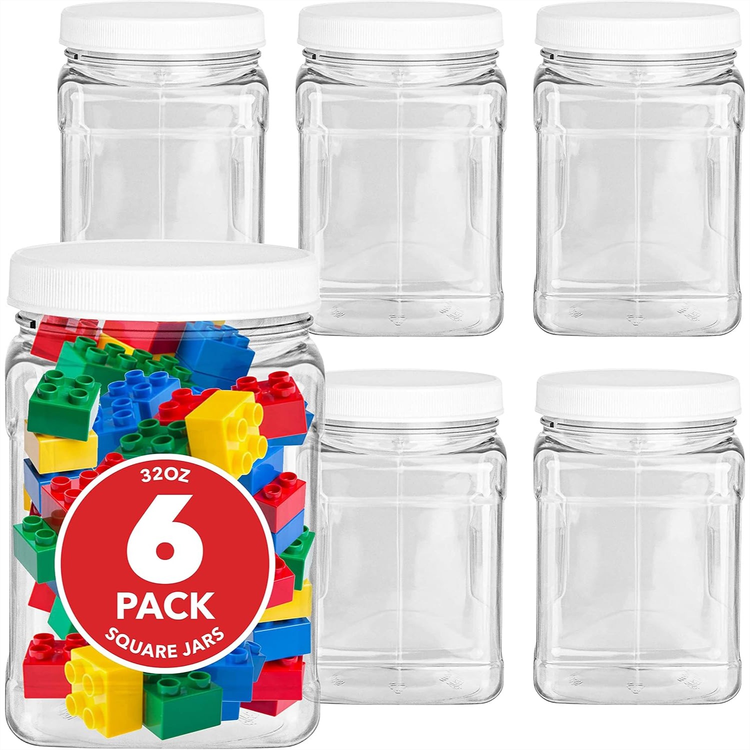 Plastic Storage Jars 6 Pack 32 - Food Snacks Images reseña y precio