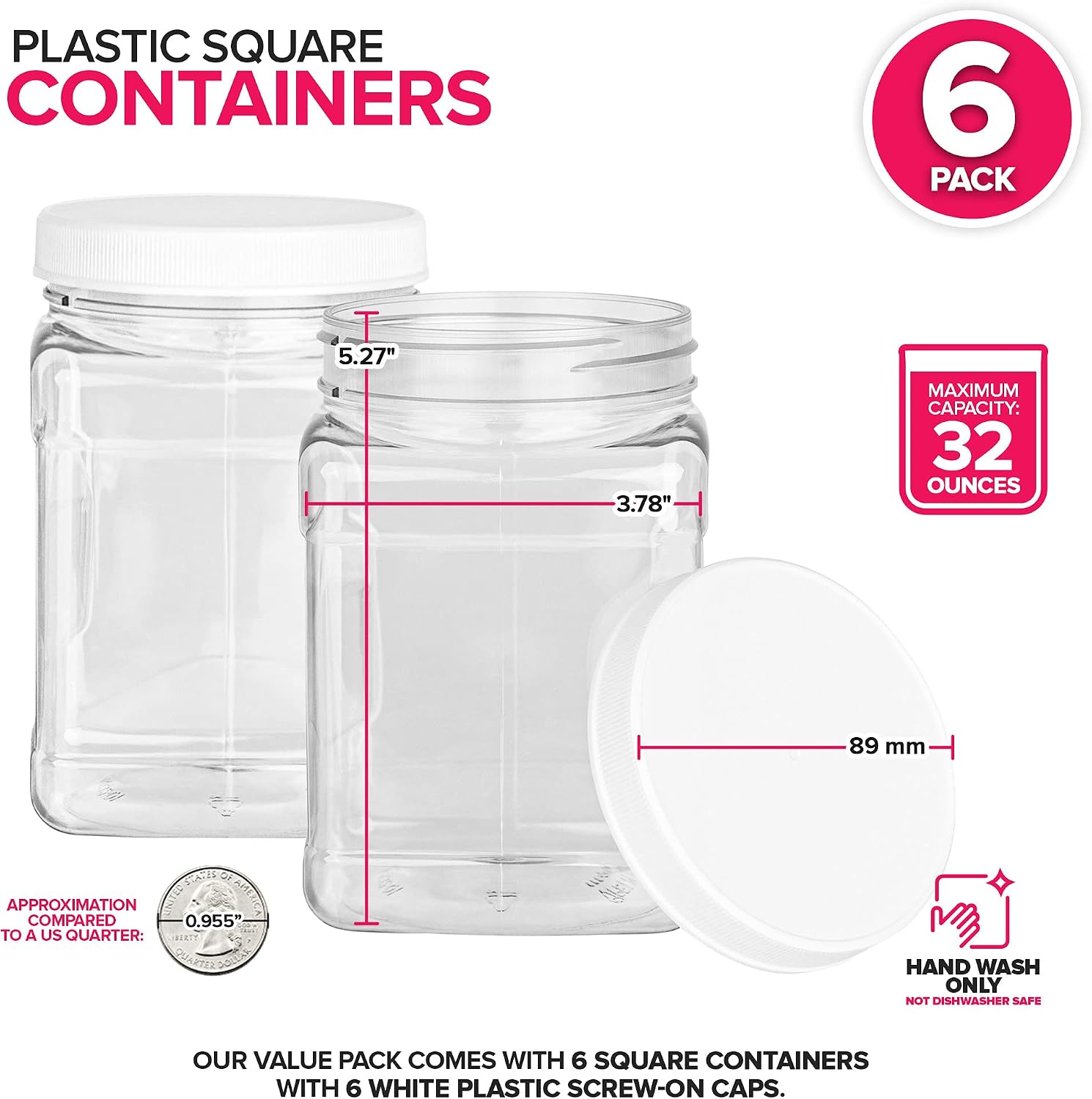 Plastic Storage Jars 6 Pack 32 - Food Snacks Images reseña y precio