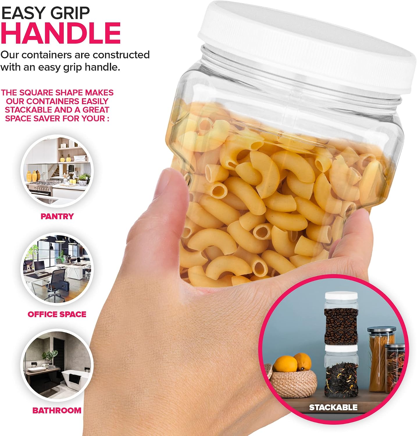 Plastic Storage Jars 6 Pack 32 - Food Snacks Images reseña y precio