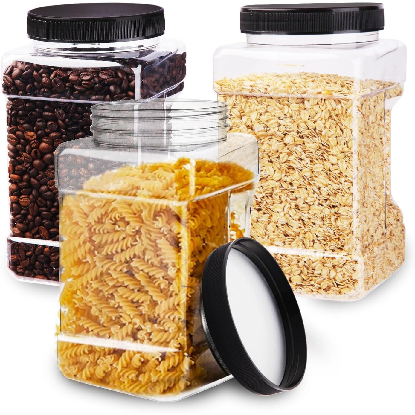 3 Pack 98oz Square Plastic Jar - Food Snacks Images reseña y precio