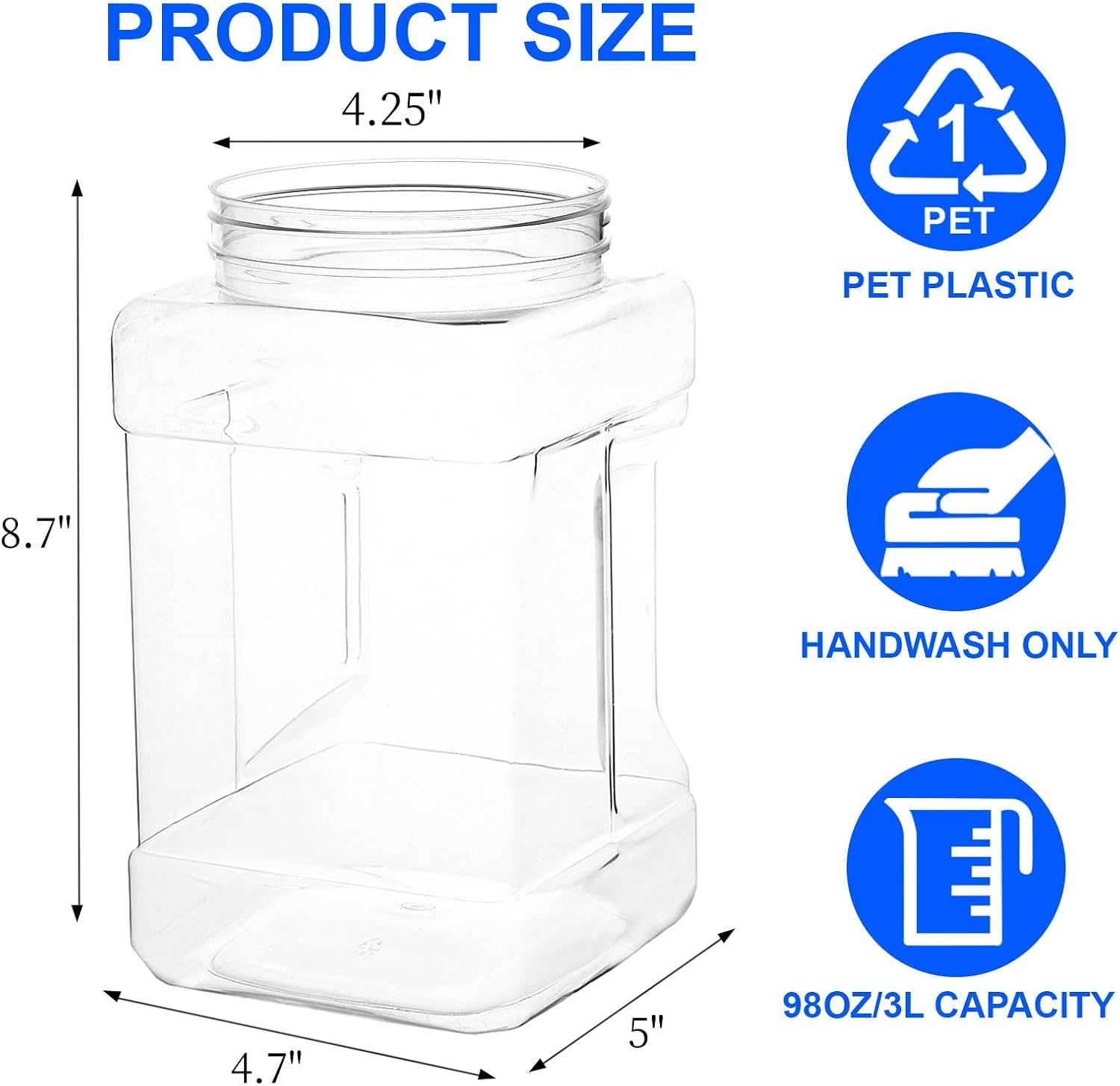 3 Pack 98oz Square Plastic Jar - Food Snacks Images reseña y precio