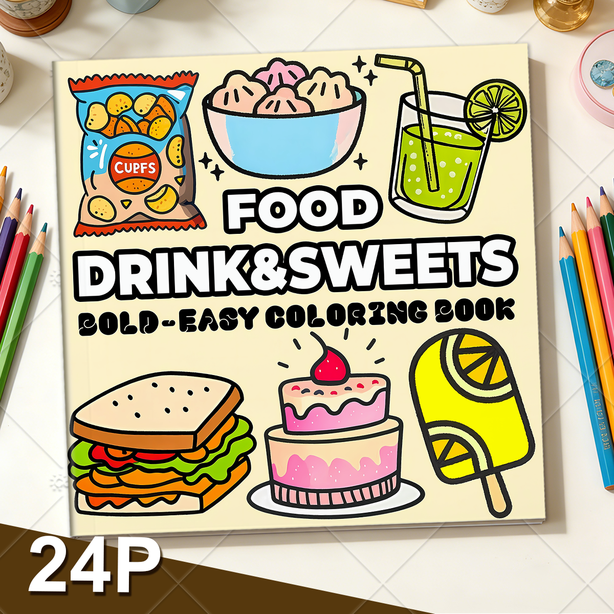 Food Drinks & Sweets Bold & Ea - Food Y Snacks Coloring Book reseña y precio