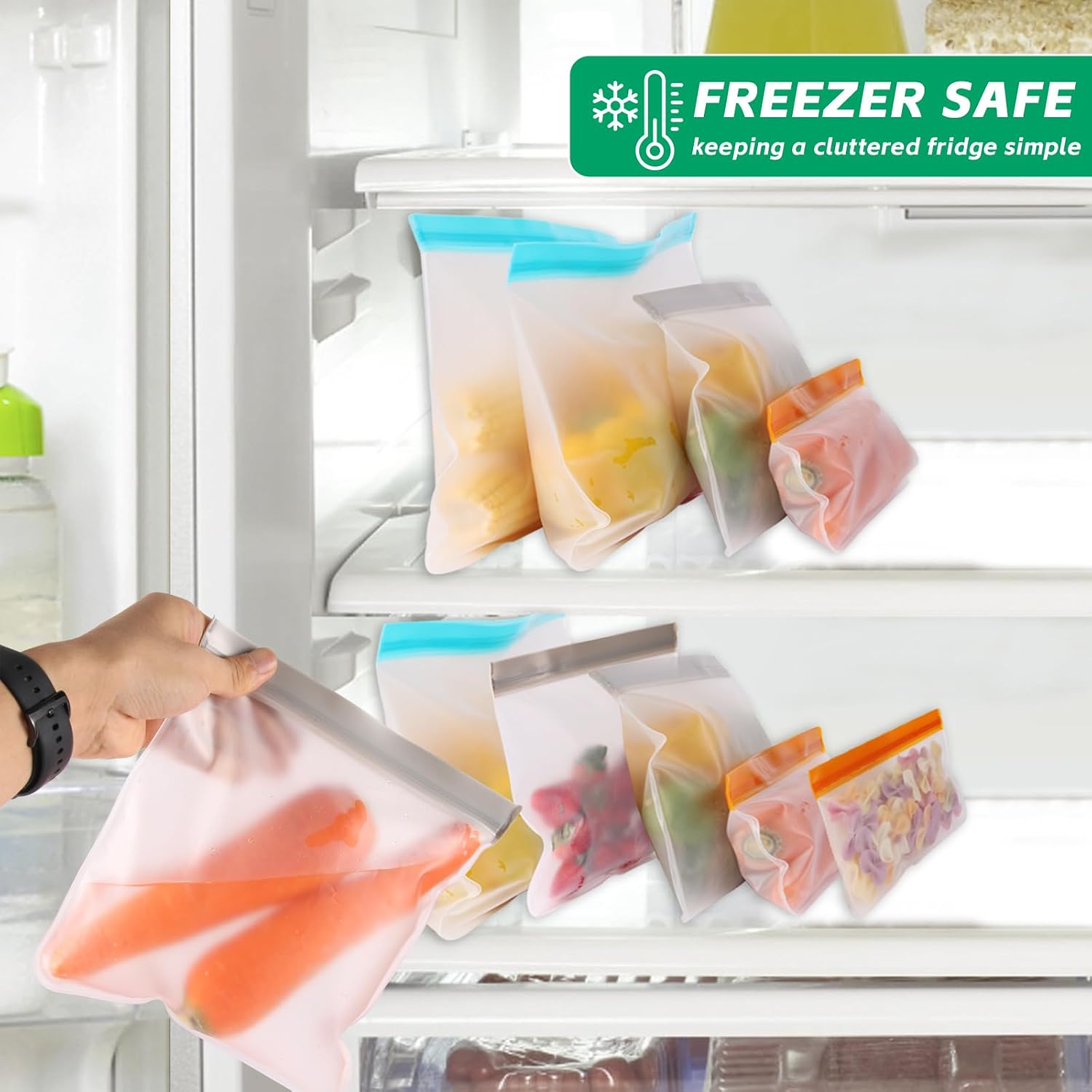 10-Pack Reusable Freezer Bags, - Food Snacks Images reseña y precio