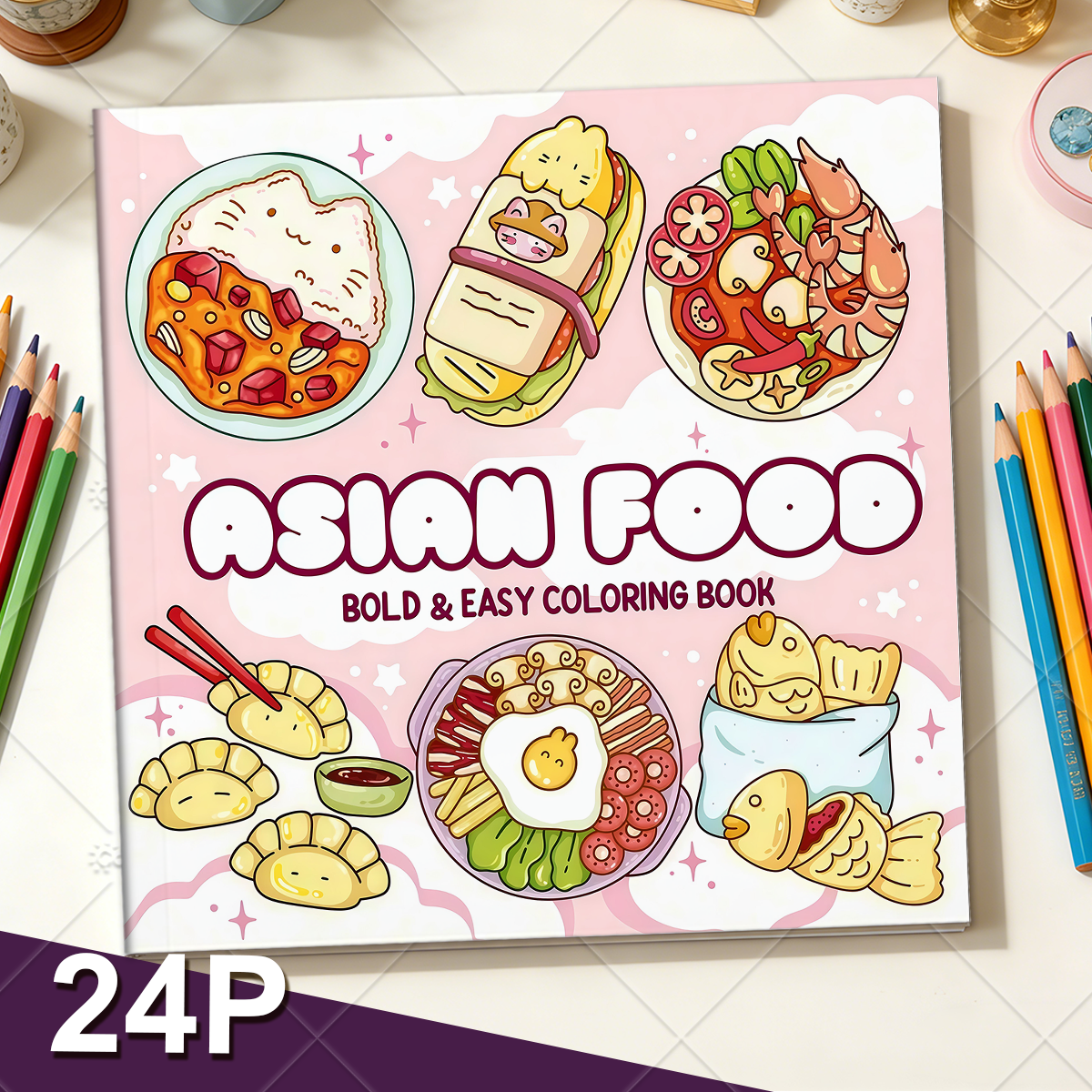 ASIAN Food Bold-easy Patterns  - Food Y Snacks Coloring Book reseña y precio