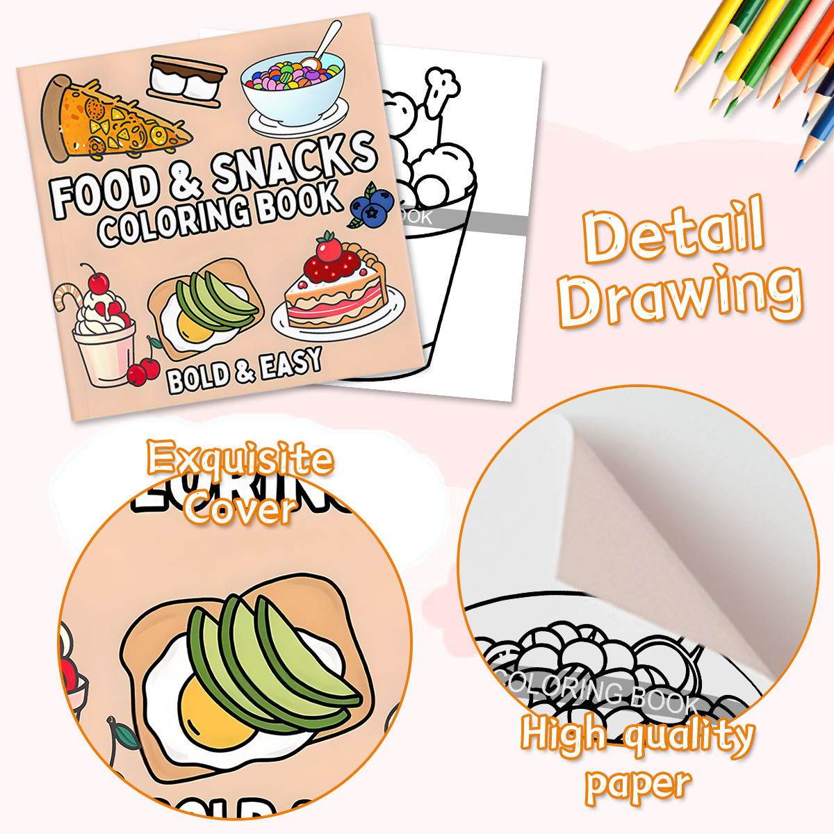 Delicious Food & Snack Themed  - Food Y Snacks Coloring Book reseña y precio