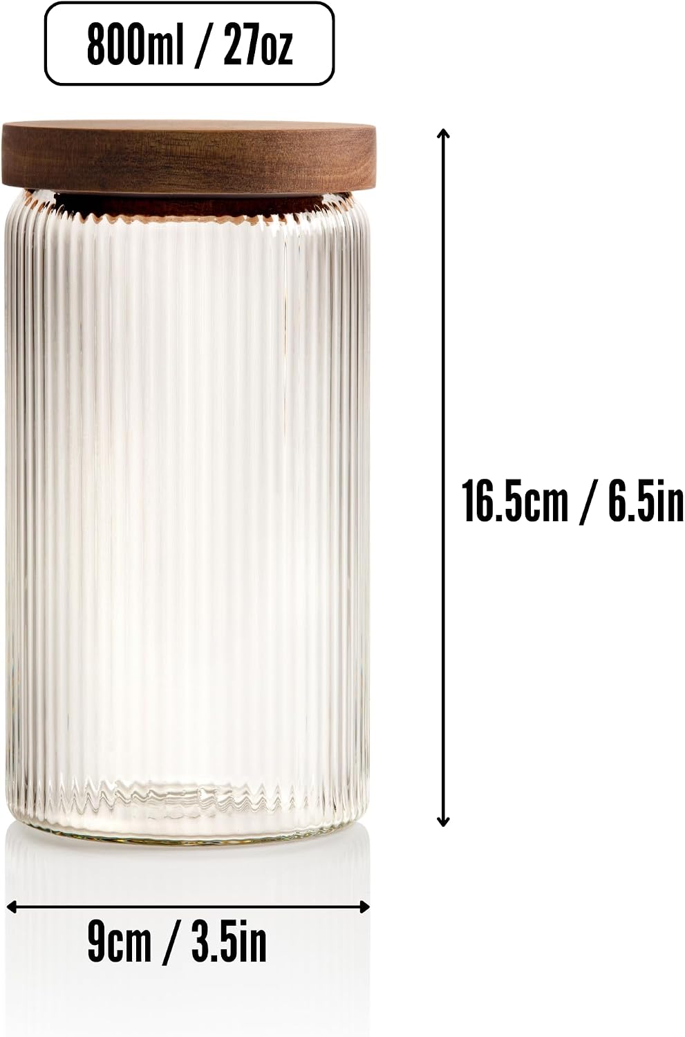 Ribbed Glass Jars with Wooden  - Food Snacks Images reseña y precio