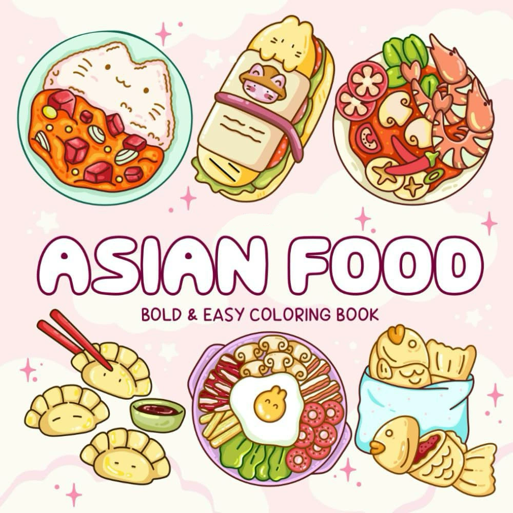 Asian Food Easy-bold Coloring  - Food Y Snacks Coloring Book reseña y precio