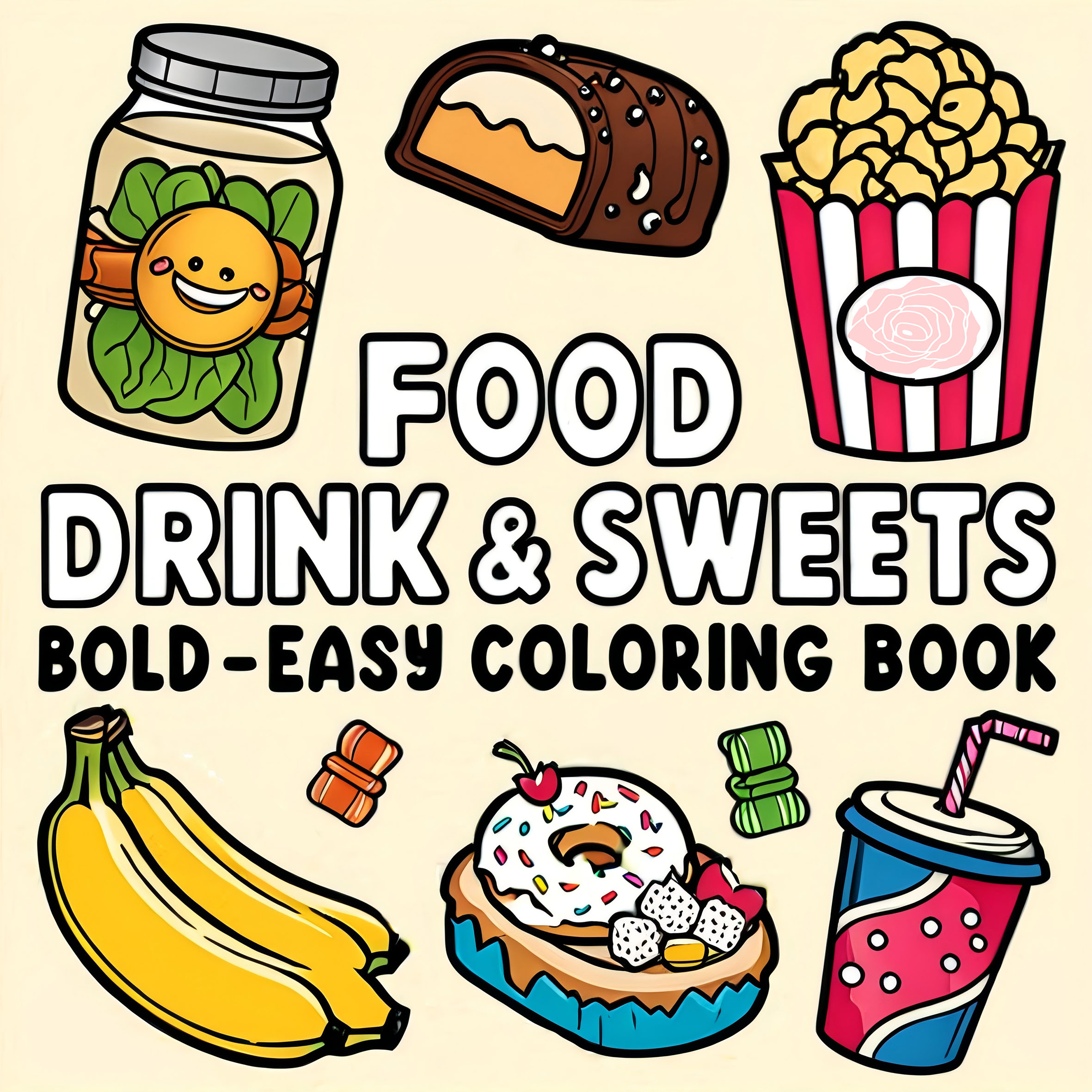 FOOD DRINK & SWEETS BOLD-EASY  - Food Y Snacks Coloring Book reseña y precio