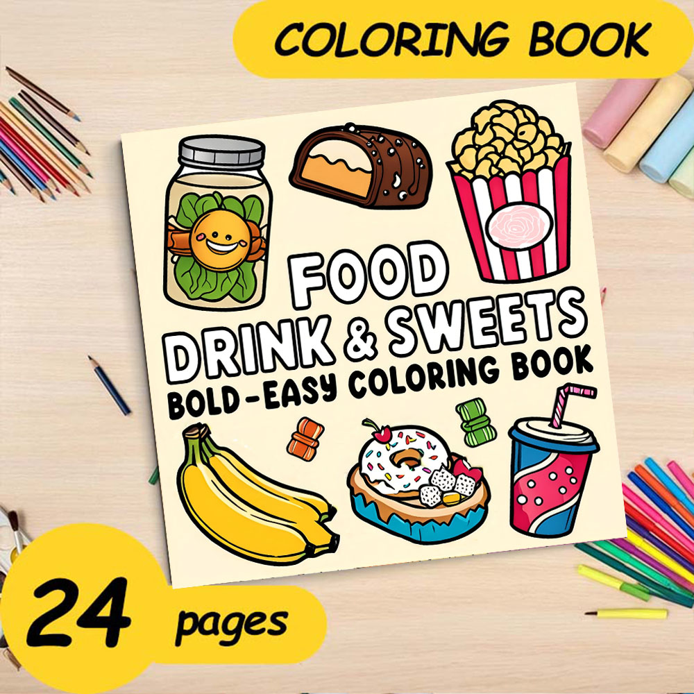 FOOD DRINK & SWEETS BOLD-EASY  - Food Y Snacks Coloring Book reseña y precio