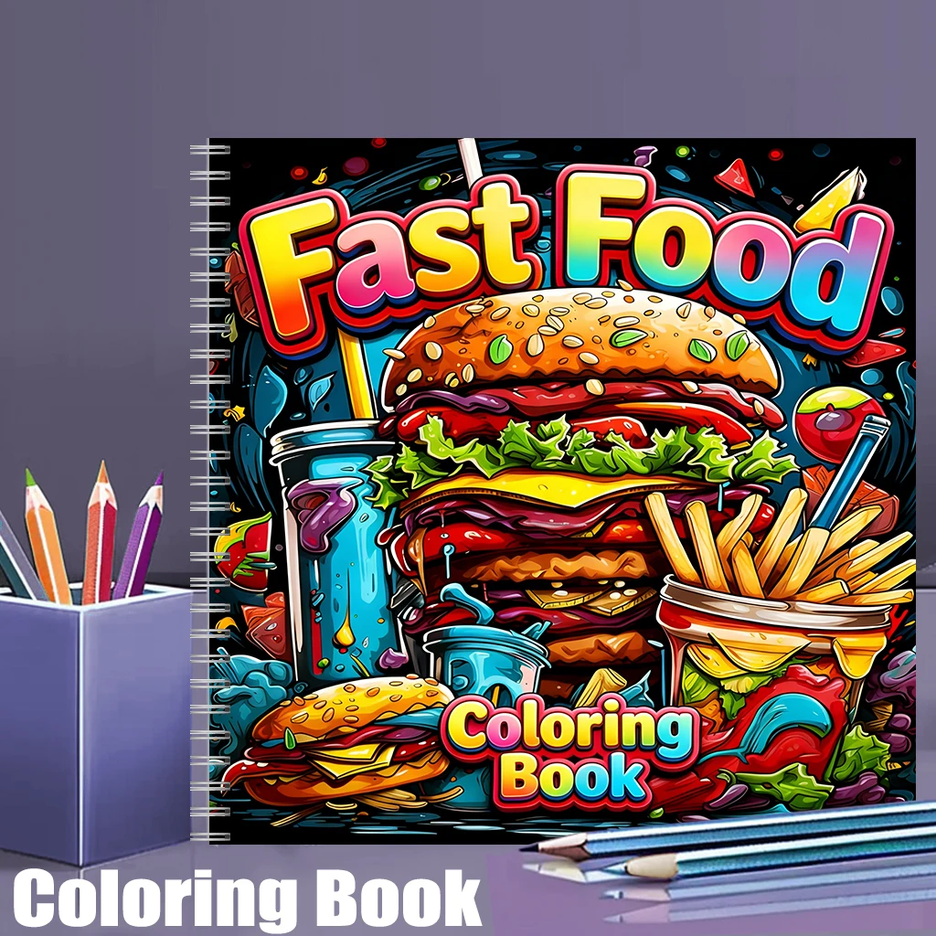 Fast Food Coloring Book for Ad - Food Y Snacks Coloring Book reseña y precio