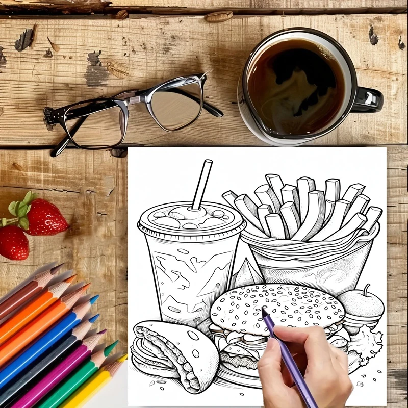 Fast Food Coloring Book for Ad - Food Y Snacks Coloring Book reseña y precio