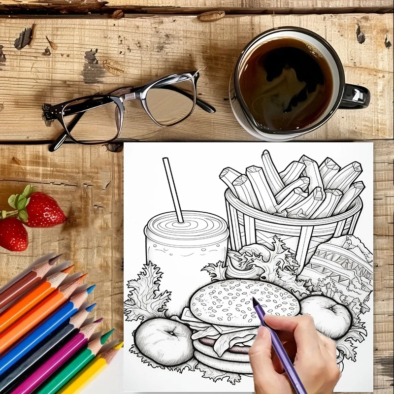Fast Food Coloring Book for Ad - Food Y Snacks Coloring Book reseña y precio